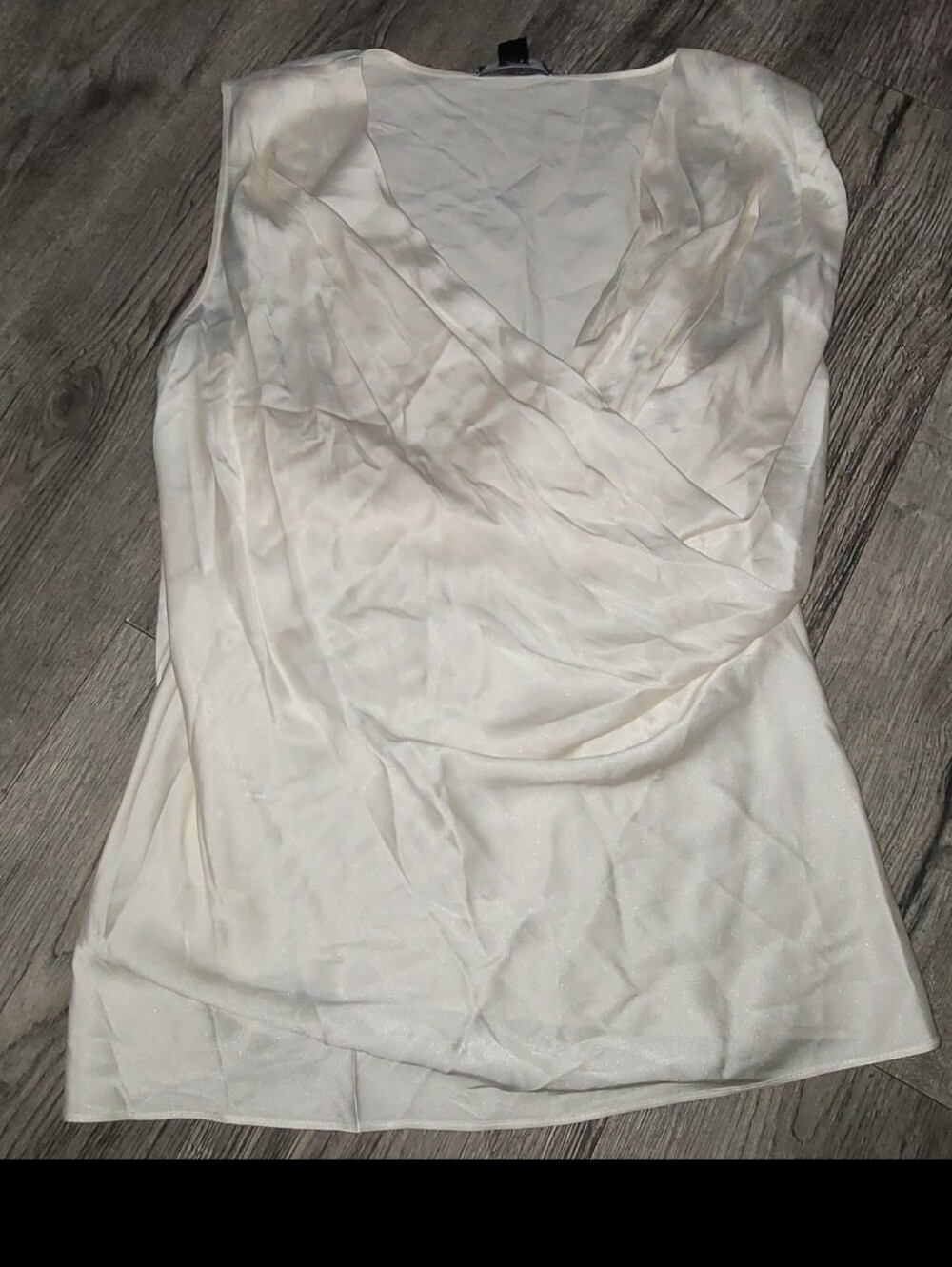 St. John Ivory Satin Blouse with Black Label